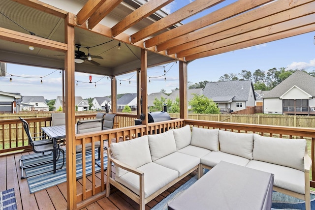 4252 Inlet Loop, Chattanooga, TN 37416 - deck featuring an outdoor living space, a residential view, and ceiling fan