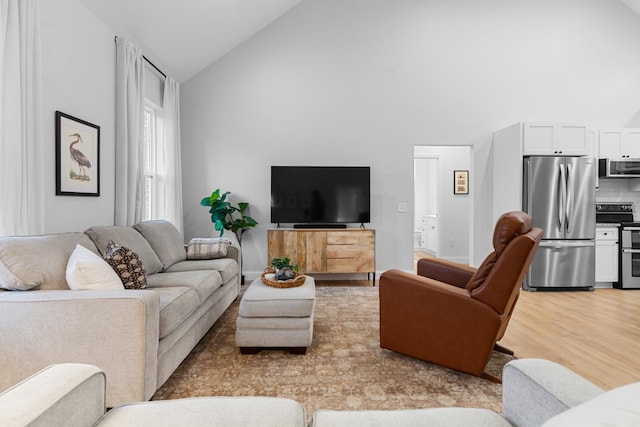 5283 Eagleville Pike, Eagleville, TN 37060 - living room featuring high vaulted ceiling and light wood-style flooring