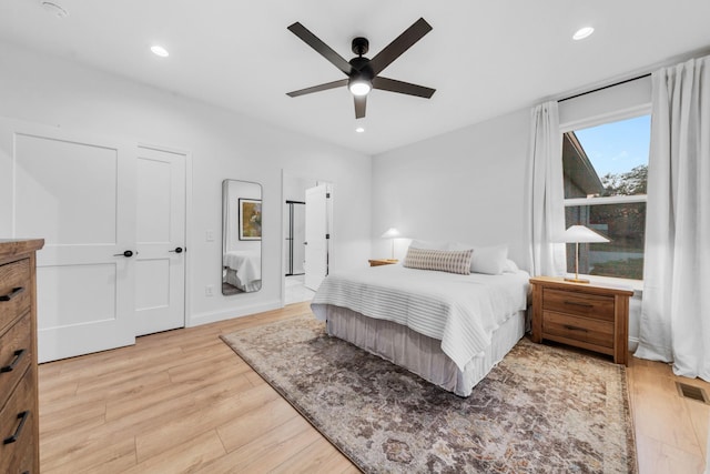 5283 Eagleville Pike, Eagleville, TN 37060 - bedroom featuring light wood-style floors, recessed lighting, and ceiling fan