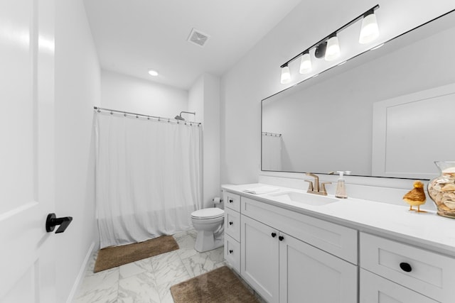 5283 Eagleville Pike, Eagleville, TN 37060 - bathroom with marble finish floors, vanity, recessed lighting, and shower / bath combo