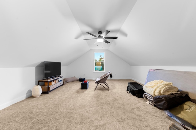 5283 Eagleville Pike, Eagleville, TN 37060 - rec room with carpet, vaulted ceiling, and a ceiling fan