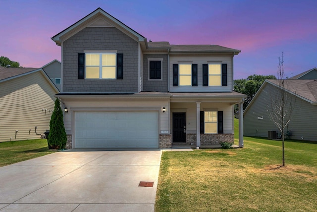 534 Morgan Meadows Way, Columbia, TN 38401 - view of front of property featuring a garage, driveway, a yard, and covered porch