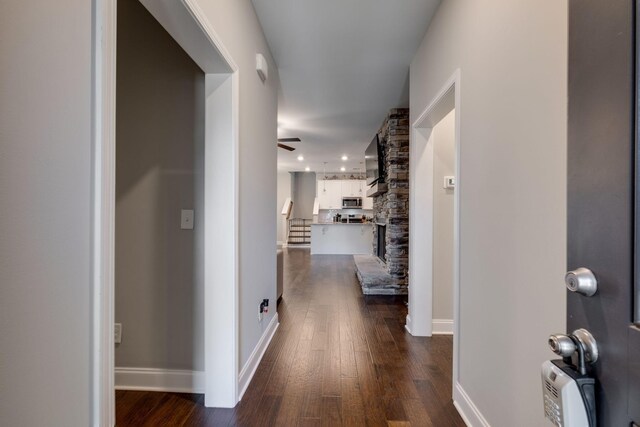 907 Nance Ln, Lebanon, TN 37087 - corridor featuring dark wood-style flooring and recessed lighting