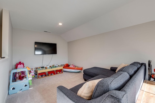907 Nance Ln, Lebanon, TN 37087 - living area with carpet, vaulted ceiling, and recessed lighting