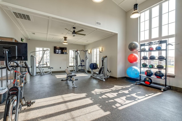 907 Nance Ln, Lebanon, TN 37087 - exercise room with baseboards and ceiling fan