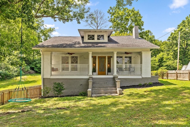 225 Hemphill Ave, Chattanooga, TN 37411 - bungalow-style house with a ceiling fan, a chimney, and a porch