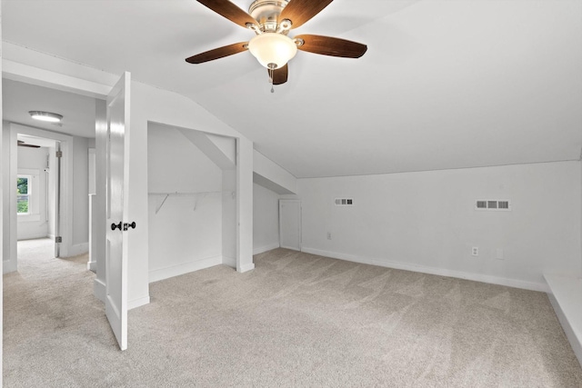 225 Hemphill Ave, Chattanooga, TN 37411 - additional living space featuring carpet, vaulted ceiling, and a ceiling fan
