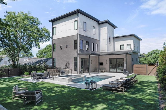 3706 Benham Ave, Nashville, TN 37215 - back of house with a patio area, a fenced backyard, and a pool with connected hot tub