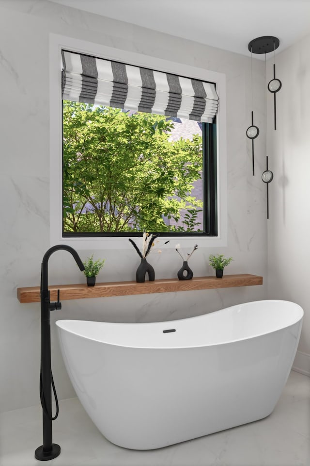 3706 Benham Ave, Nashville, TN 37215 - full bath with plenty of natural light, marble finish floors, and a freestanding tub