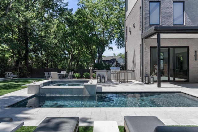 3706 Benham Ave, Nashville, TN 37215 - view of swimming pool with a patio area, area for grilling, and a pool with connected hot tub