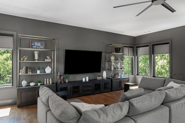 3706 Benham Ave, Nashville, TN 37215 - living room with a ceiling fan and wood finished floors