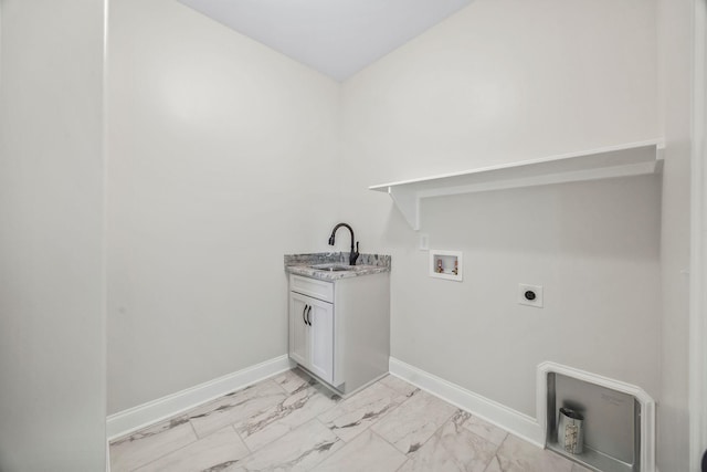 200 Creekside Dr, Lewisburg, TN 37091 - washroom featuring hookup for an electric dryer, light marble finish floors, hookup for a washing machine, and cabinet space