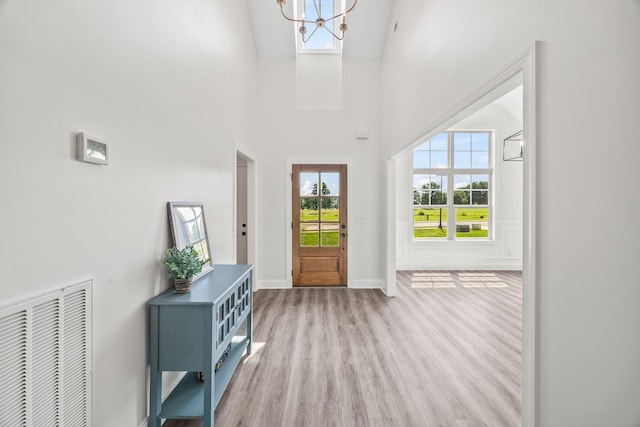 200 Creekside Dr, Lewisburg, TN 37091 - foyer featuring a chandelier, wood finished floors, and a high ceiling
