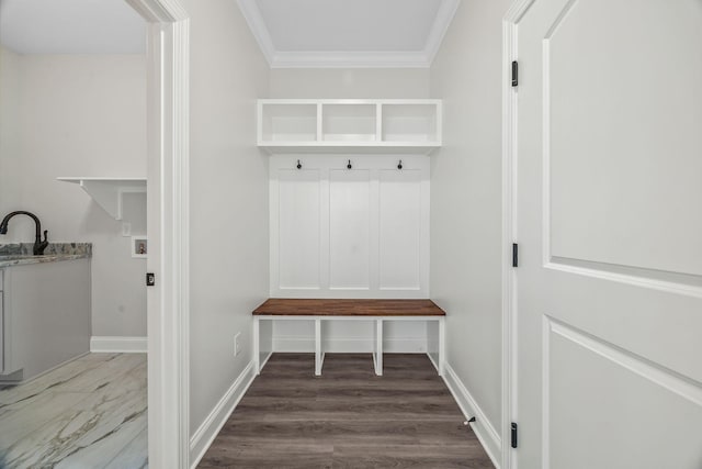 200 Creekside Dr, Lewisburg, TN 37091 - mudroom with ornamental molding and wood finished floors