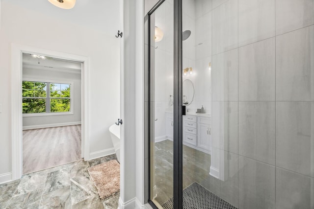 200 Creekside Dr, Lewisburg, TN 37091 - full bath featuring vanity, a shower stall, and a soaking tub