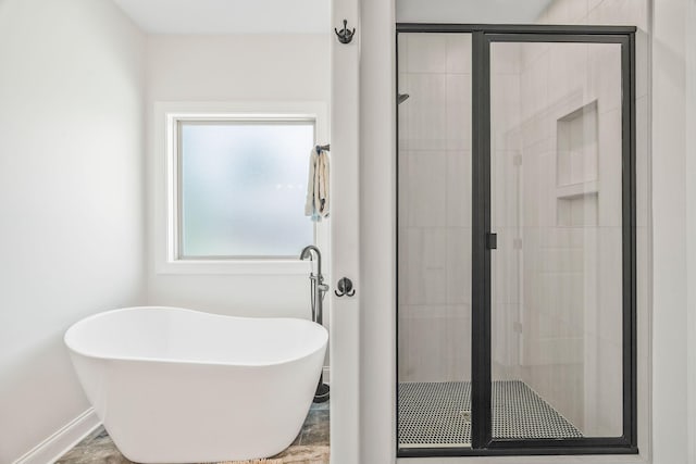 200 Creekside Dr, Lewisburg, TN 37091 - bathroom featuring a stall shower and a freestanding bath