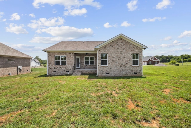 198 Creekside Dr, Lewisburg, TN 37091 - rear view of property featuring crawl space, a lawn, and brick siding