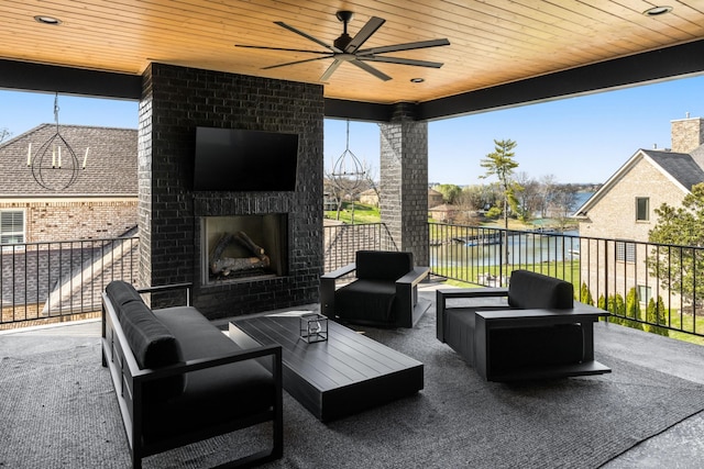 3037 Lakeshore Dr, Old Hickory, TN 37138 - view of patio / terrace featuring an outdoor living space with a fireplace and a ceiling fan