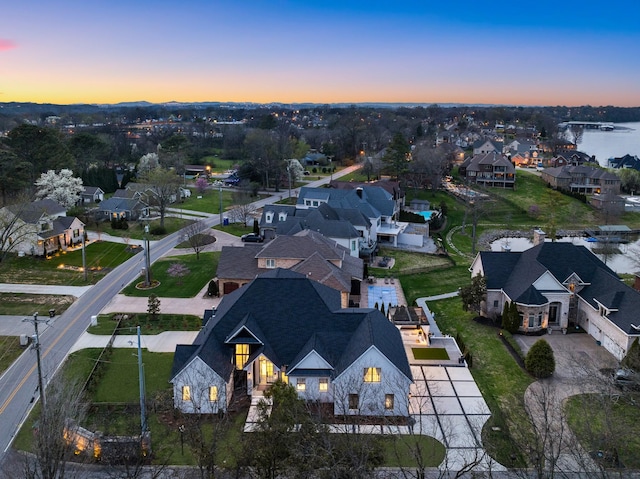 3037 Lakeshore Dr, Old Hickory, TN 37138 - aerial view at dusk of a residential view and a water view