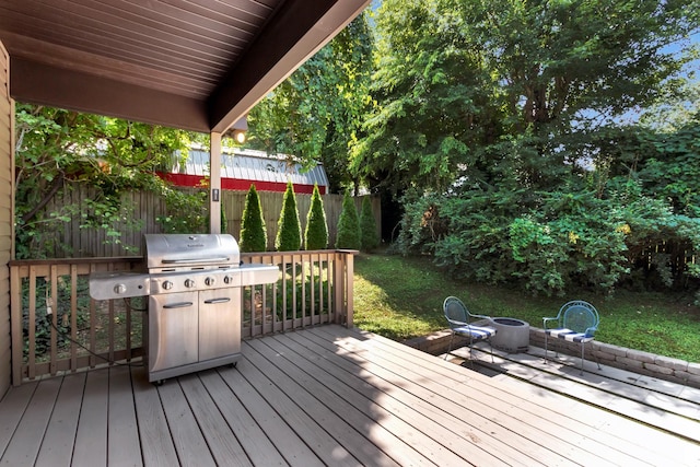 200 Woodsong Ln, Columbia, TN 38401 - wooden deck featuring a grill and a fenced backyard