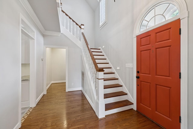 103 Wellesley Pl, Columbia, TN 38401 - entryway with stairway, healthy amount of natural light, wood finished floors, and a high ceiling