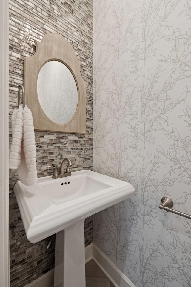103 Wellesley Pl, Columbia, TN 38401 - bathroom with wallpapered walls and a sink