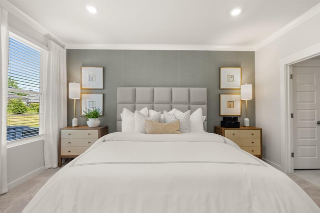 2453 Williams Ridge Dr, Columbia, TN 38401 - bedroom featuring light colored carpet, recessed lighting, and ornamental molding