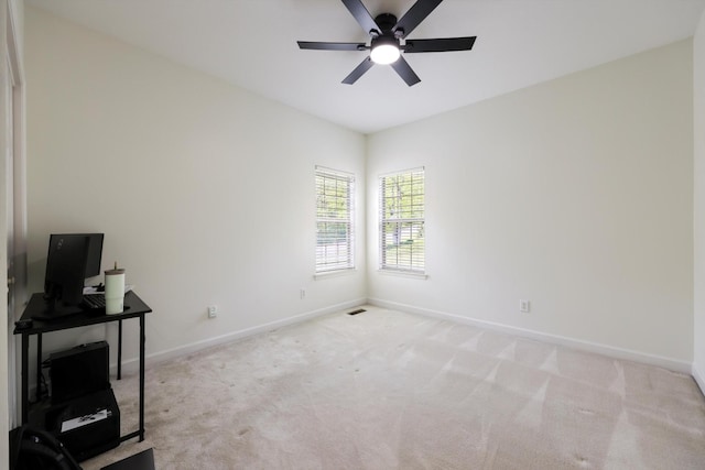 9401 Lazy Circles Dr, Ooltewah, TN 37363 - carpeted empty room featuring ceiling fan and an office area