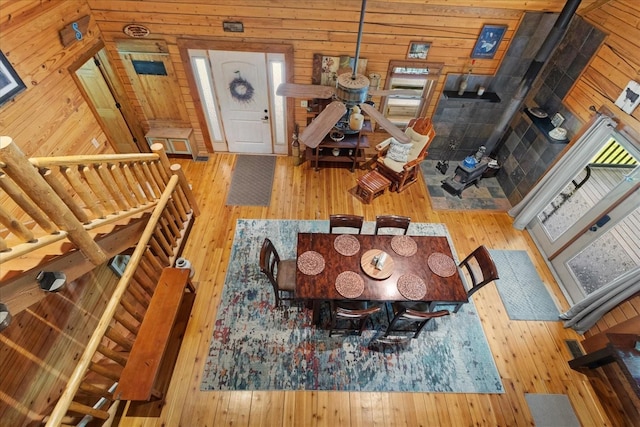 539 Bland Hollow Rd, Hohenwald, TN 38462 - living room featuring hardwood / wood-style floors and wooden walls