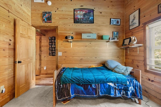 539 Bland Hollow Rd, Hohenwald, TN 38462 - bedroom with wooden walls and carpet floors