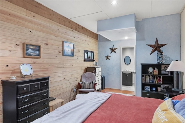539 Bland Hollow Rd, Hohenwald, TN 38462 - bedroom with wooden walls and ensuite bathroom