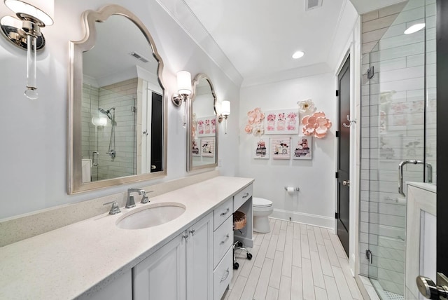 6004 Pelican Way, College Grove, TN 37046 - bathroom featuring vanity, a shower stall, and recessed lighting