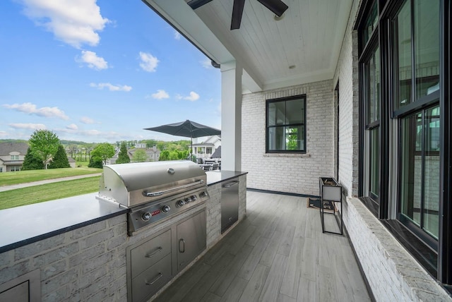 6004 Pelican Way, College Grove, TN 37046 - view of patio featuring area for grilling and a ceiling fan