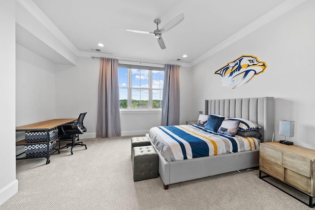 6004 Pelican Way, College Grove, TN 37046 - bedroom with carpet flooring, recessed lighting, and ceiling fan
