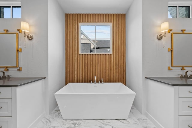 6004 Pelican Way, College Grove, TN 37046 - full bath featuring marble finish flooring, a soaking tub, and two vanities