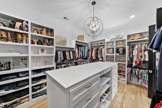 6004 Pelican Way, College Grove, TN 37046 - walk in closet with a chandelier and light wood-style floors