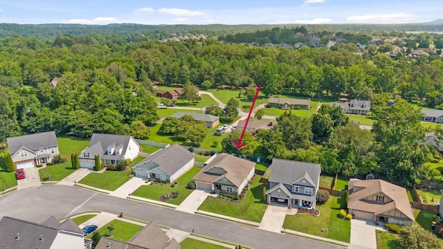 7560 Hampstead Hall Dr, Ooltewah, TN 37363 - aerial view of residential area with a forest