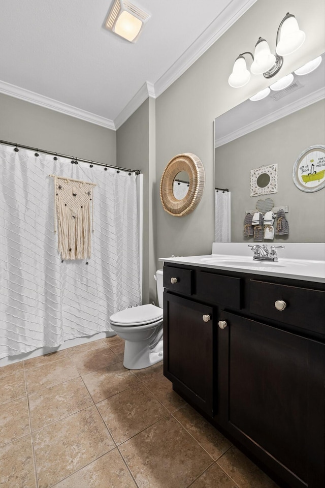 7560 Hampstead Hall Dr, Ooltewah, TN 37363 - bathroom with ornamental molding, vanity, and tile patterned flooring
