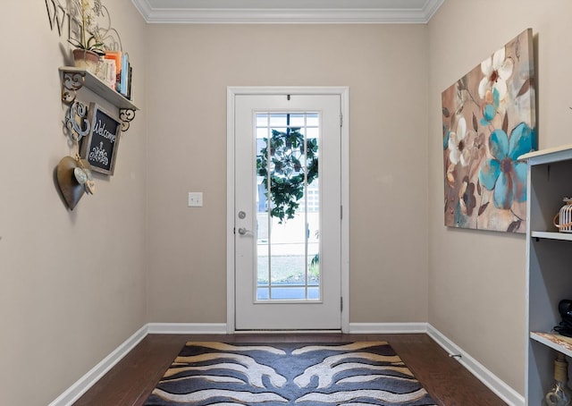 7560 Hampstead Hall Dr, Ooltewah, TN 37363 - foyer featuring dark wood-style flooring, healthy amount of natural light, and ornamental molding