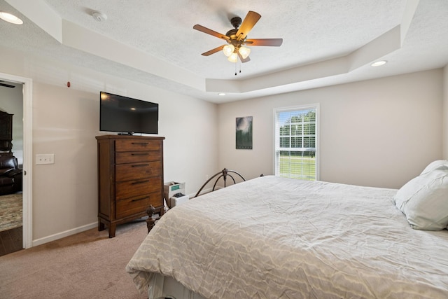 1493 Azalee Ln, Chapel Hill, TN 37034 - bedroom with carpet floors, a raised ceiling, a textured ceiling, recessed lighting, and a ceiling fan