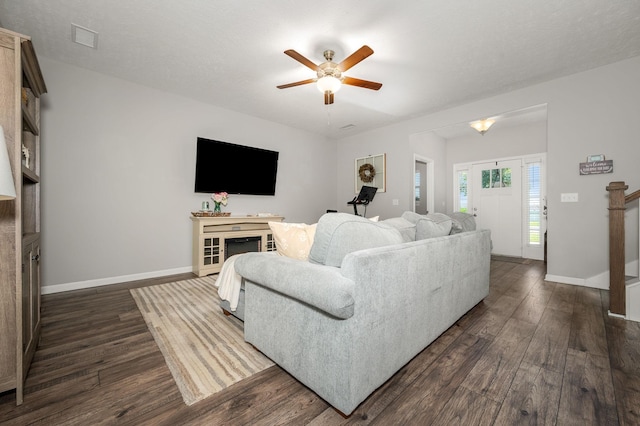 1906 Charismatic Pl, Murfreesboro, TN 37128 - living area with dark wood-type flooring and a ceiling fan