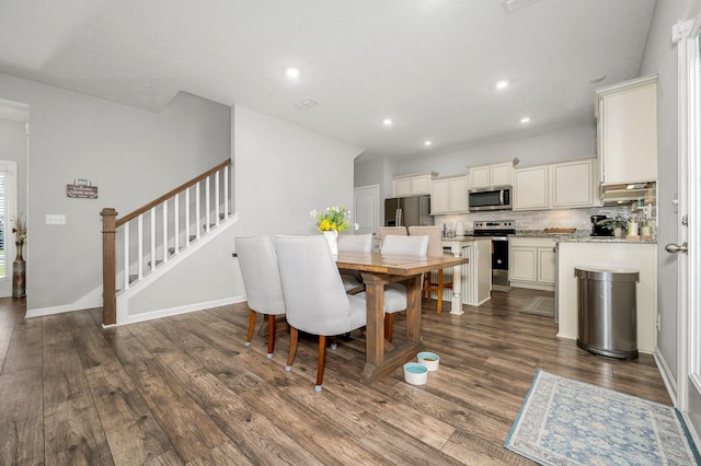 1906 Charismatic Pl, Murfreesboro, TN 37128 - dining room with stairway, dark wood-style flooring, and recessed lighting
