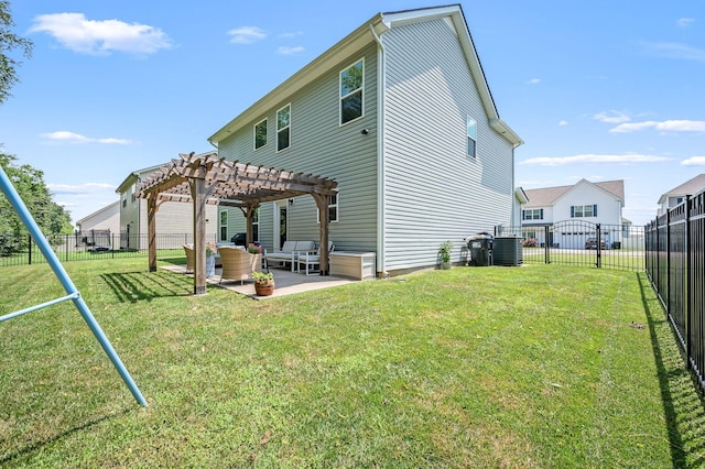 1906 Charismatic Pl, Murfreesboro, TN 37128 - back of property featuring a pergola, a patio area, a fenced backyard, and an outdoor hangout area