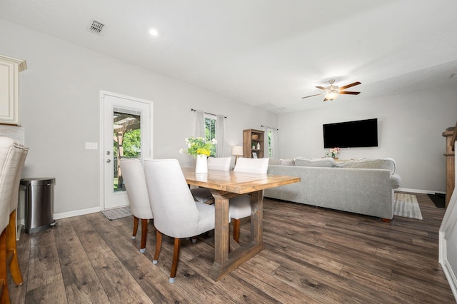 1906 Charismatic Pl, Murfreesboro, TN 37128 - dining room with ceiling fan, dark wood-type flooring, and recessed lighting