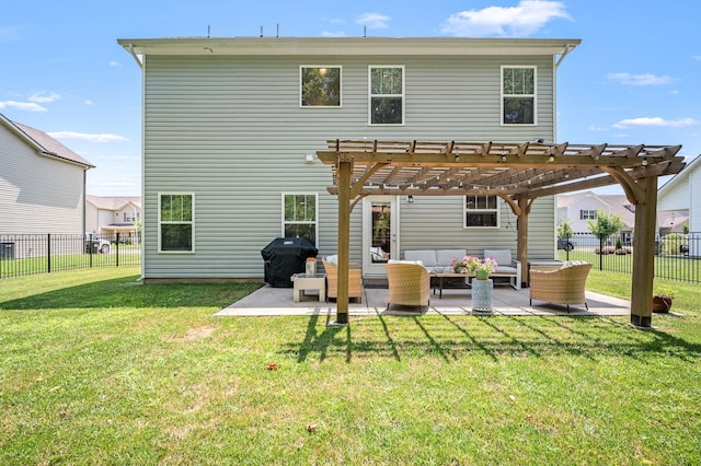 1906 Charismatic Pl, Murfreesboro, TN 37128 - rear view of house with outdoor lounge area, a pergola, a fenced backyard, and a patio area