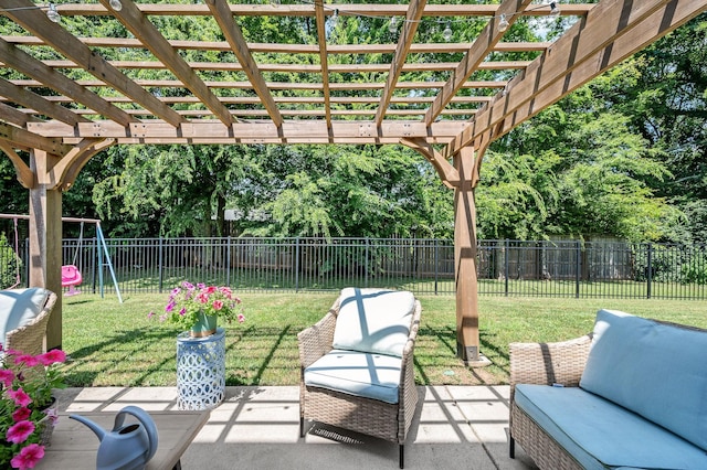 1906 Charismatic Pl, Murfreesboro, TN 37128 - fenced backyard with a patio area, a pergola, and an outdoor hangout area