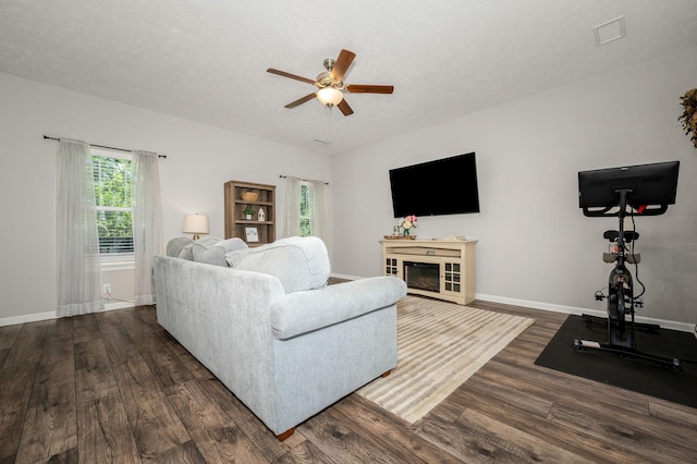 1906 Charismatic Pl, Murfreesboro, TN 37128 - living area featuring ceiling fan, dark wood-type flooring, and healthy amount of natural light