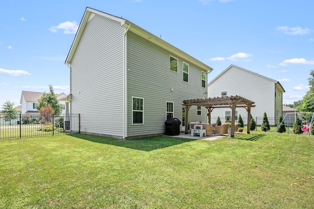 1906 Charismatic Pl, Murfreesboro, TN 37128 - back of house featuring a pergola, a patio area, a fenced backyard, and a playground