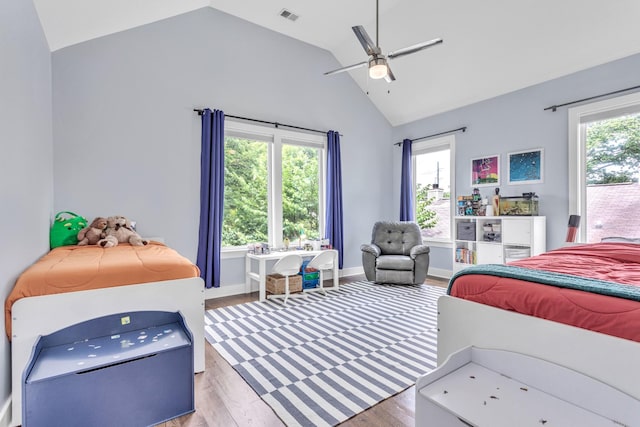 2806 Marlin Ave, Nashville, TN 37215 - bedroom with lofted ceiling, light wood-type flooring, and a ceiling fan