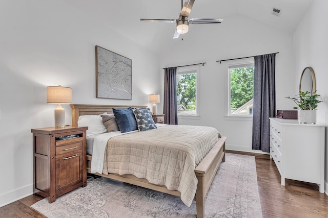 2806 Marlin Ave, Nashville, TN 37215 - bedroom with wood finished floors, vaulted ceiling, and a ceiling fan